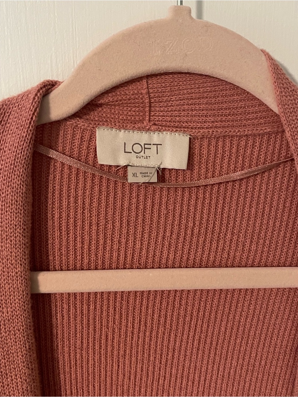 LOFT Rosewood Ribbed Knit Cardigan